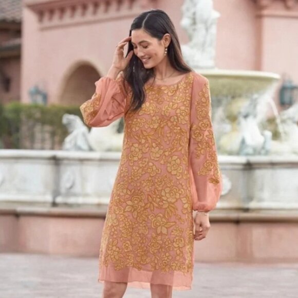Sundance Womens Embroidered Floral Shift Dress Size M Romantic Boho Whimsical - Picture 1 of 8